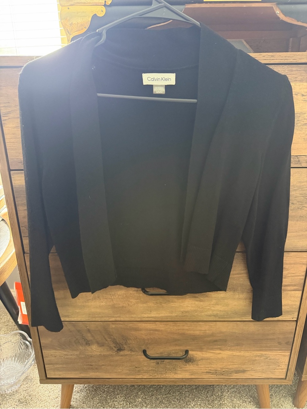 Calvin Klein Black Open-Front Cropped Blazer Cardigan